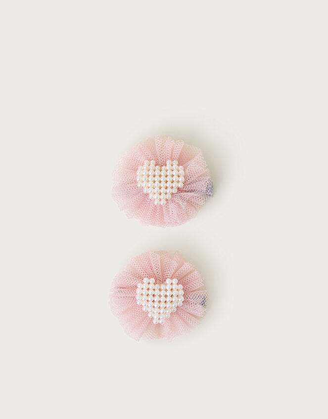 2-Pack Ruffle Heart Hair Clips, , large