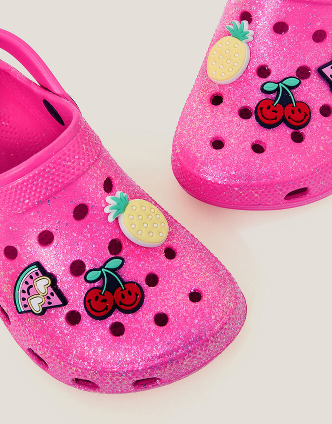 Glitter Fruity Charm Clogs, Pink (PINK), large