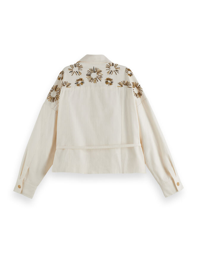 Scotch & Soda Embellished Belted Shacket, Ivory (IVORY), large
