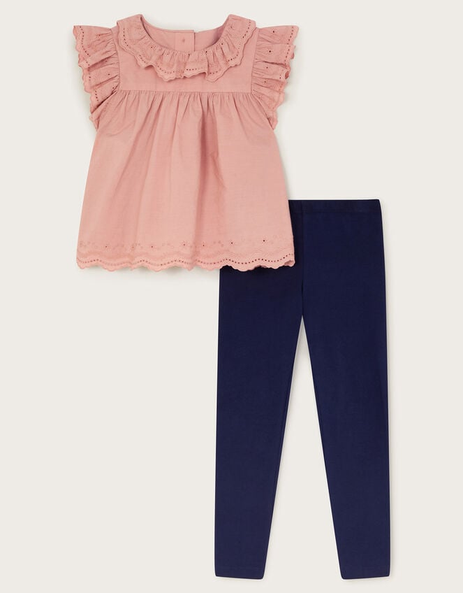 Broiderie Top and Leggings set, Orange (PEACH), large
