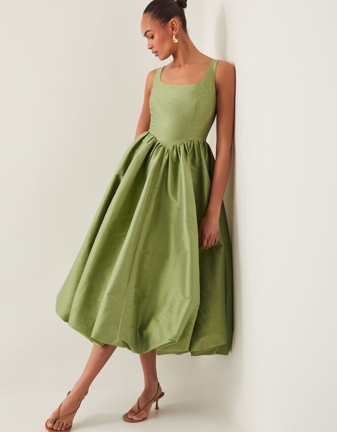 Mya Fit and Flare Midi Dress, Green (KHAKI), large