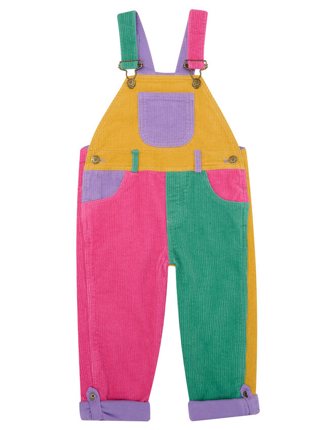 Dotty Dungarees Corduroy Patchwork Dungarees, BRIGHTS MULTI, large