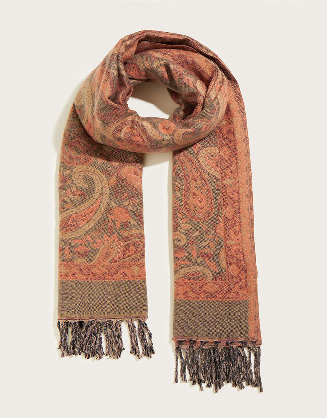 Paisley Print Jacquard Scarf, , large