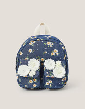 Daisy Denim Embellished Mini Backpack, , large