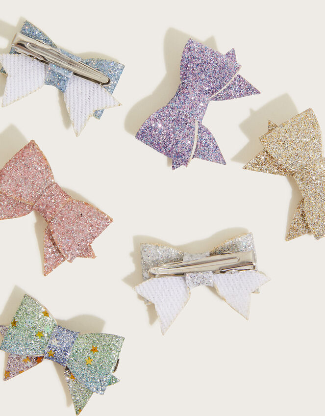 Rainbow Bowtique Hair Clips 6 Pack, , large