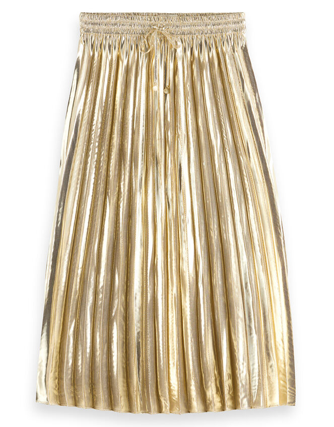 Scotch and Soda Pleated Midi Skirt, Gold (GOLD), large