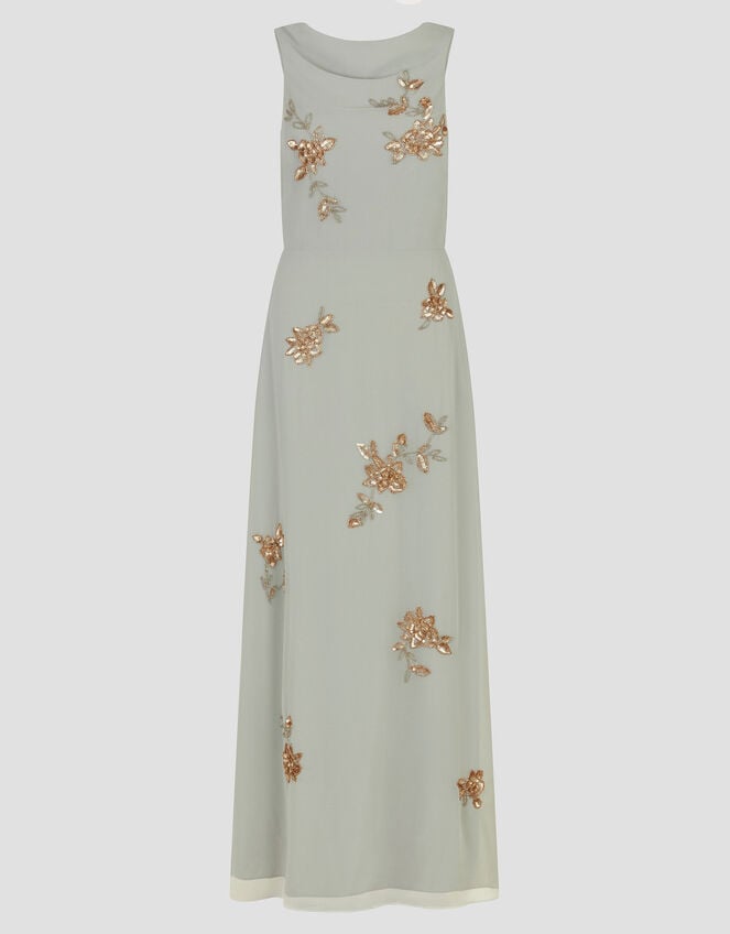 Sarah Embellished Cowl Neck Maxi Dress, Green (MINT), large