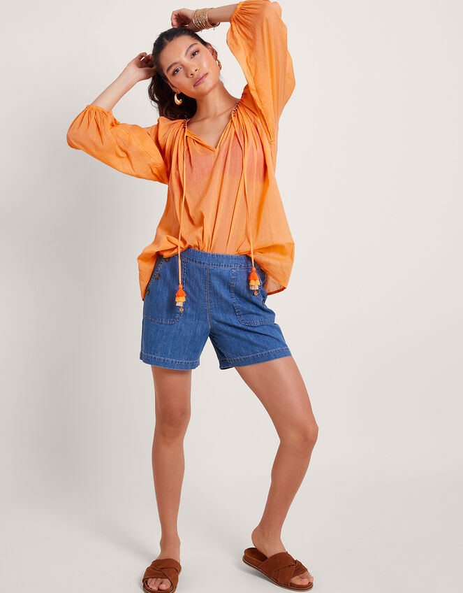 Amy Tie Neck Top, Orange (ORANGE), large