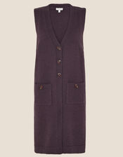 Button Longline Tabard, Brown (CHOCOLATE), large