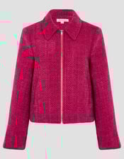Teagan Tweed Crop Jacket, Pink (PINK), large