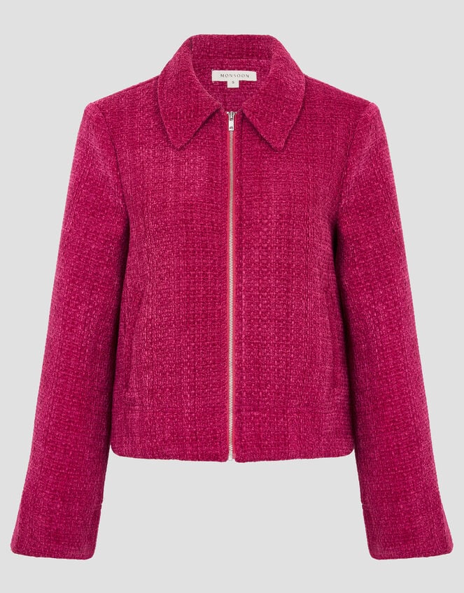 Teagan Tweed Crop Jacket, Pink (PINK), large
