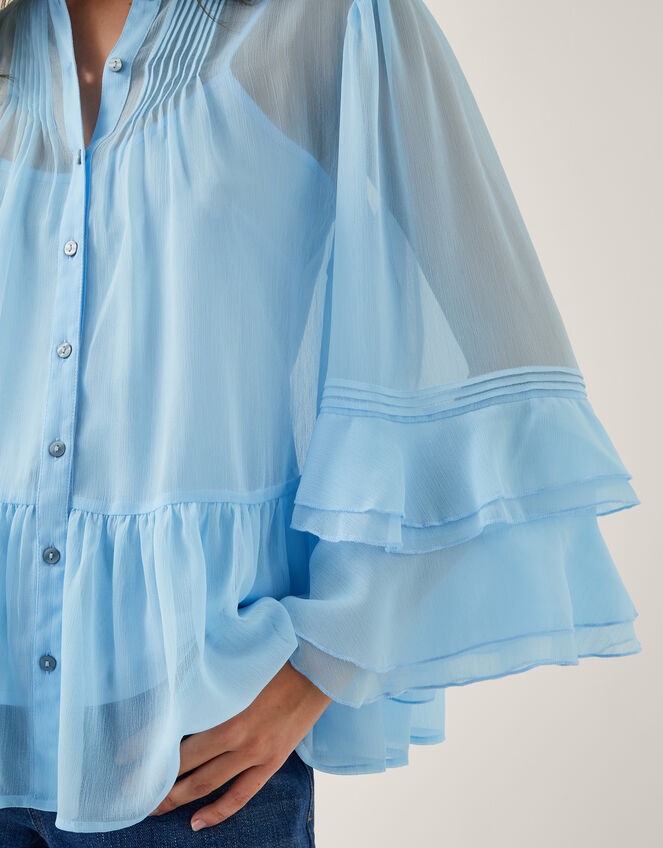 Anais Frill Swing Blouse, Blue (BLUE), large