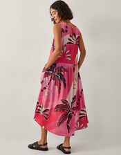 Alex Palm Print Midi Dress, Orange (RUST), large