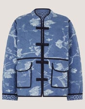 Jayda Print Jersey Quilted Jacket, Blue (BLUE), large