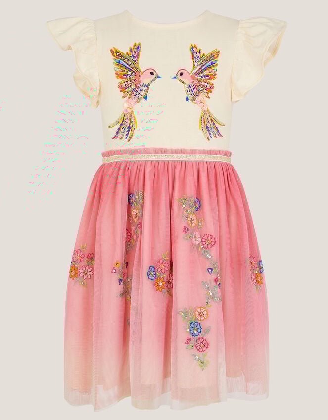 Ombre Embellished Hummingbird Disco Dress, Pink (PINK), large