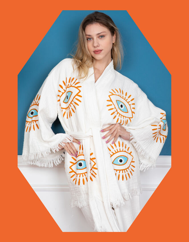 Meraki Beach Eye Kimono & Trousers Set, , large