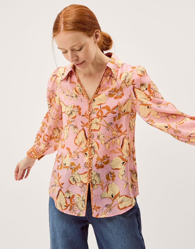 Isabella Floral Print Blouse, Purple (LILAC), large