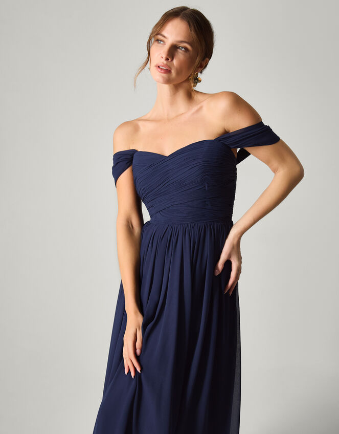 Evelyn Bardot Bridesmaid Dress, Blue (NAVY), large