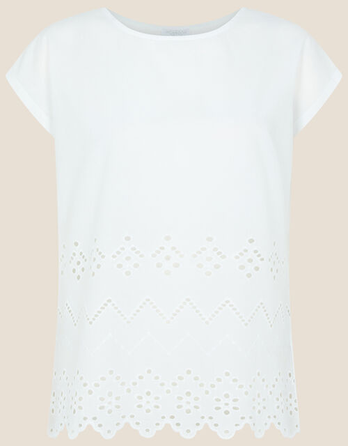 Cut-Out Detail Jersey T-Shirt, Ivory (IVORY), large