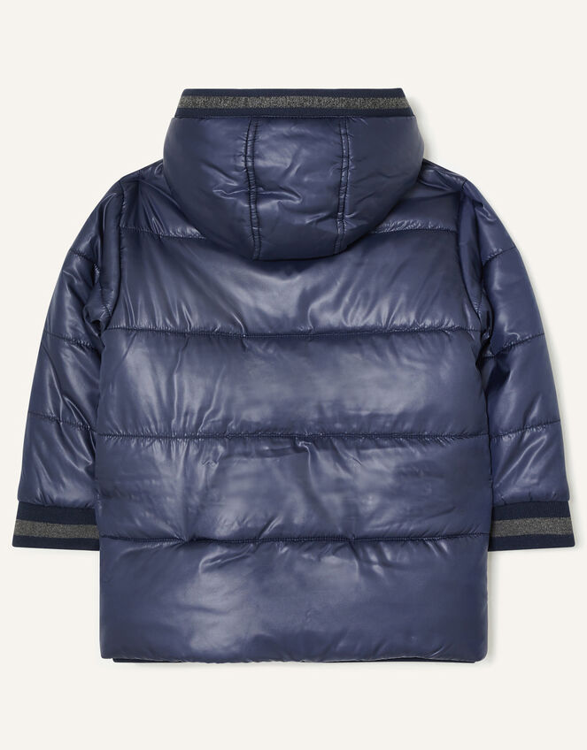 Jersey Trim Padded Coat, Blue (NAVY), large