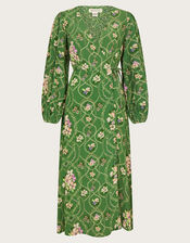 Kira Wrap Dress, Green (GREEN), large