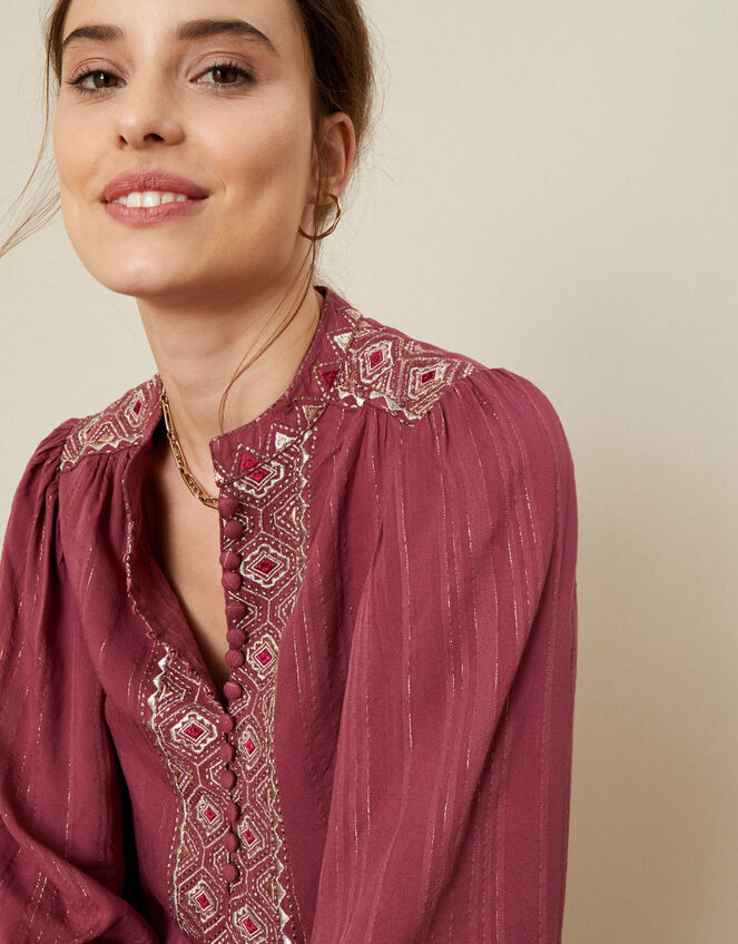 Carol Embroidered Blouse, Pink (ROSE), large