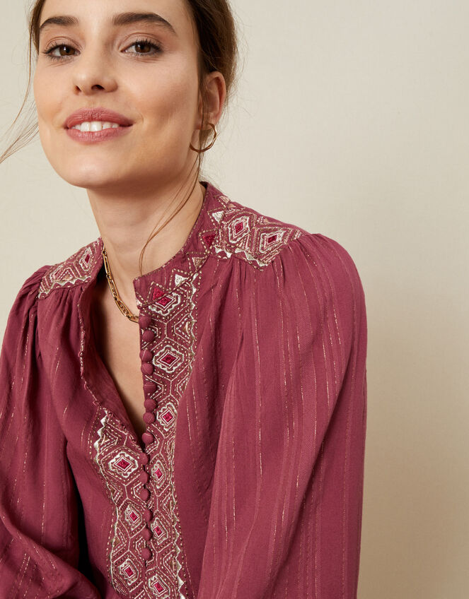 Carol Embroidered Blouse Pink