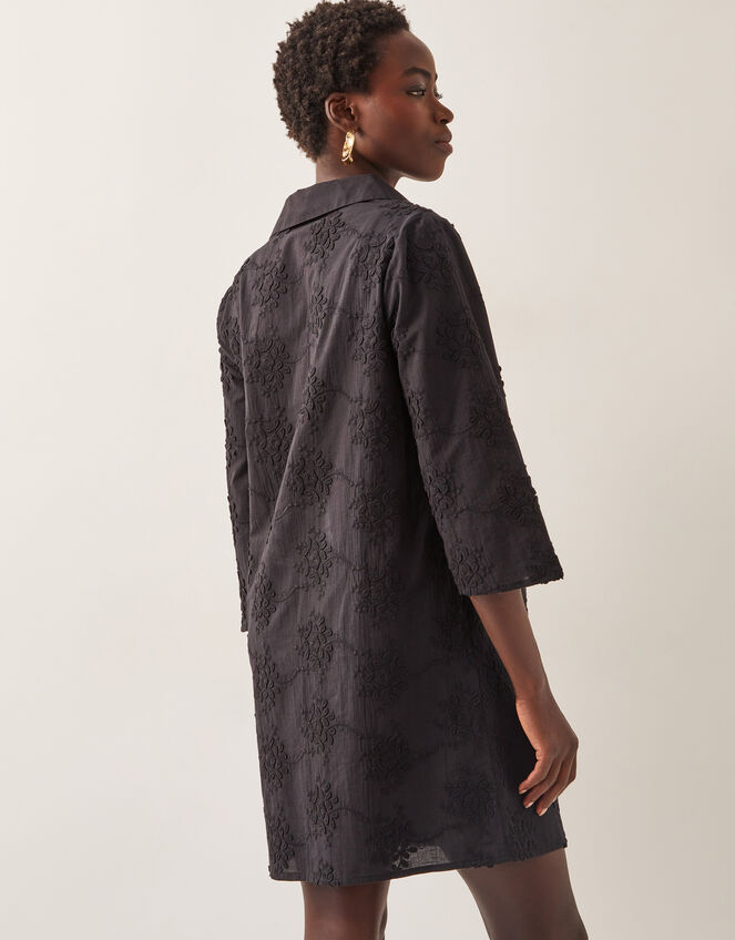 Harika Embroidered Mini Shirt Dress, Black (BLACK), large