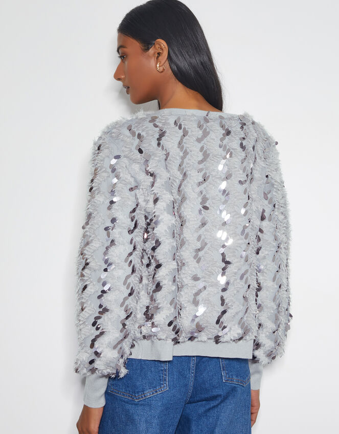 Sienna Sequin Embellished Cardigan , Grey (GREY), large