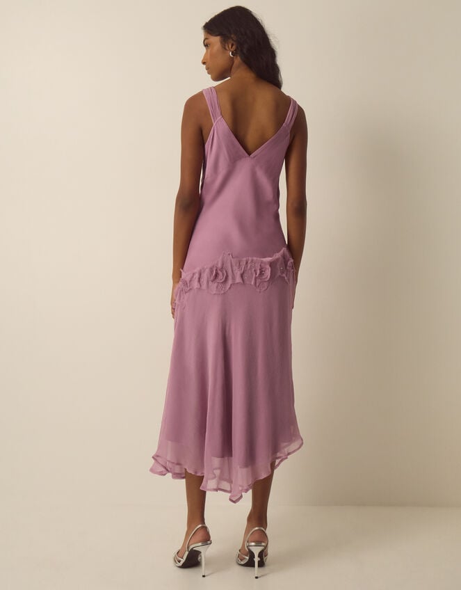 Ruby Sleeveless Asymmetrical Floral Embroidered Midi Dress, Pink (PINK), large