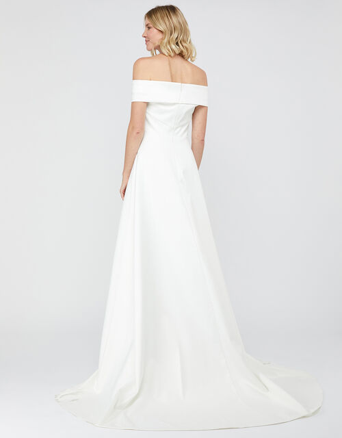 Hannah Bardot Satin Bridal Dress, Ivory (IVORY), large