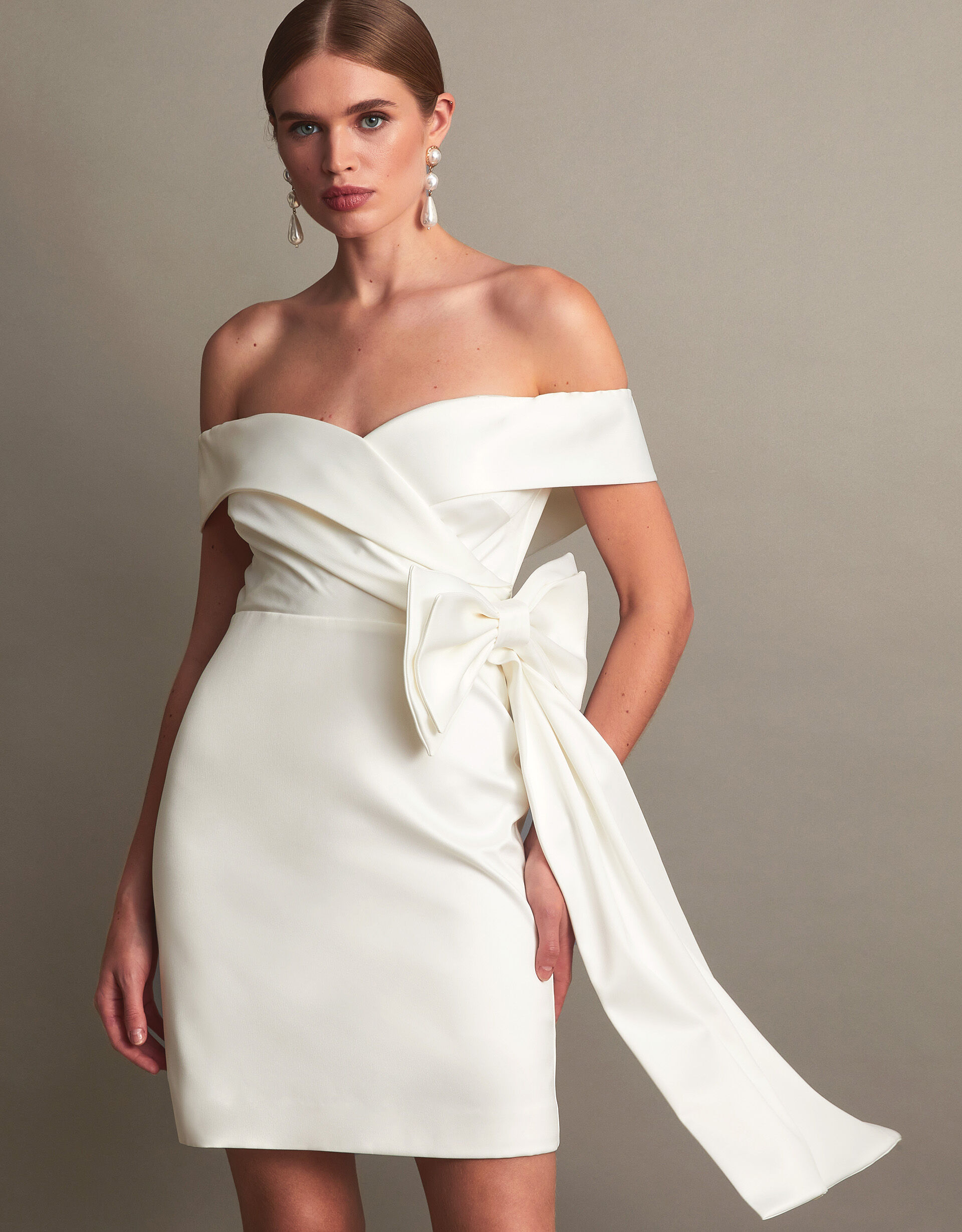 Enrique Off Shoulder Bridal Dress Ivory Wedding Dresses