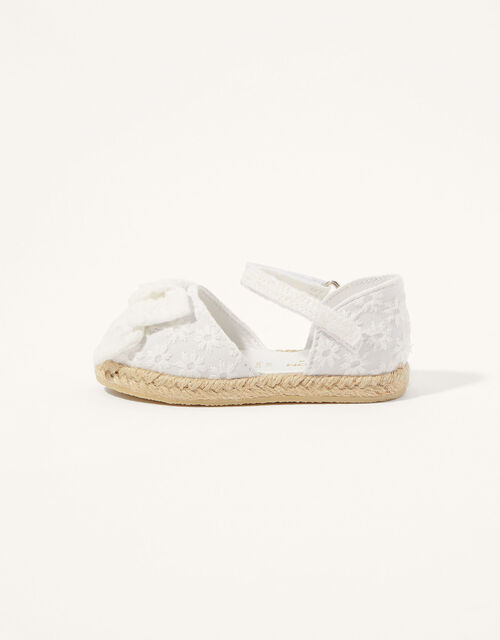 Broderie Espadrille Walker Shoes, White (WHITE), large