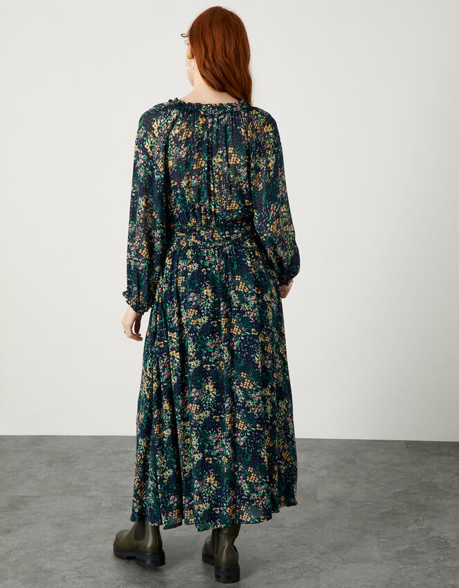 Floral Midi Dress in Sustainable Viscose Blue