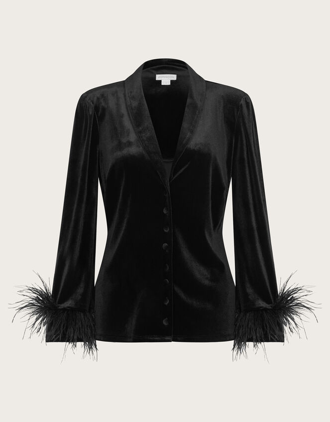 Raegan Feather Shirt, Black (BLACK), large