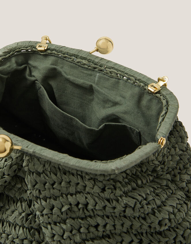 Lana Raffia Clutch Bag, Green (SAGE), large