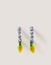 Lemon Charm Bead Hoop Earrings, , large