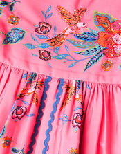 Aurelia Tropical Floral Puff Sleeve Dress, Pink (PINK), large