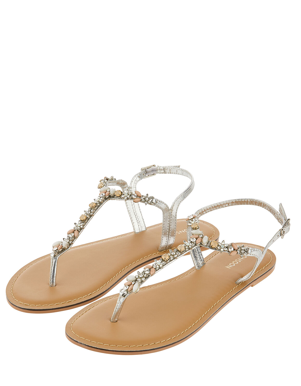 Farren Flower Embellished Sandals Silver Women s Shoes Monsoon UK
