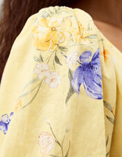 Etta Floral Linen Blend Midi Dress, Yellow (YELLOW), large