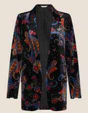 Rowan Paisley Stretch Velvet Jacket, Black (BLACK), large