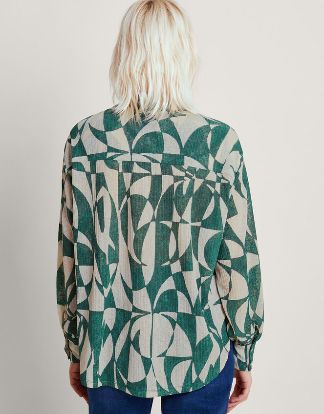 Geometric Print Shirt, Green (GREEN), large