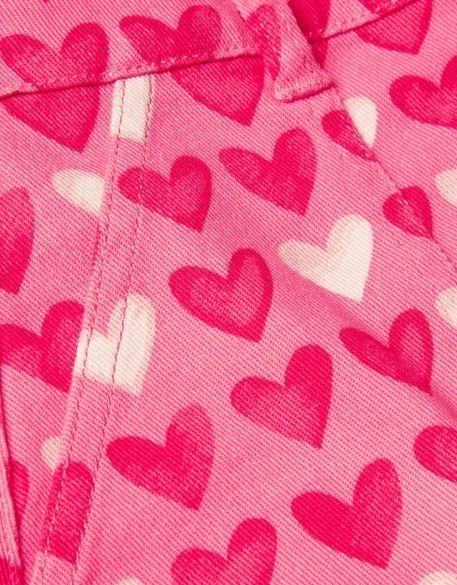 Heart Print Denim Skirt, Pink (PINK), large