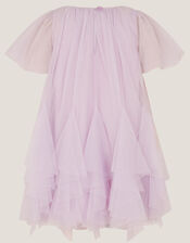 Baby Nessa Sparkle Collar Waterfall Dress, Purple (LILAC), large