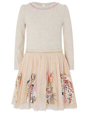 Disco Amy Animal Dress with Sequins, Nude (NUDE), large