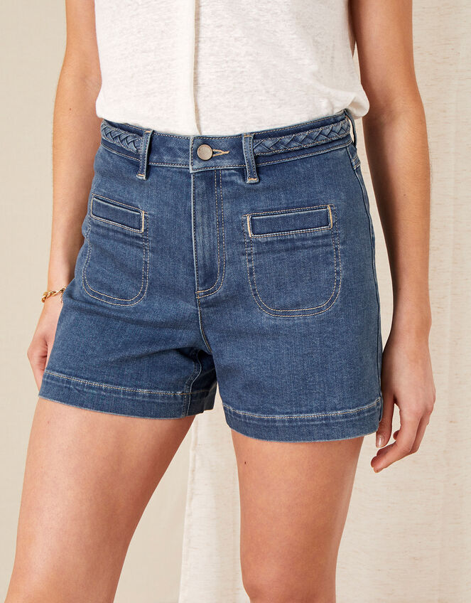 Lucille Denim Shorts with Recycled Fabric, Blue (DENIM BLUE), large