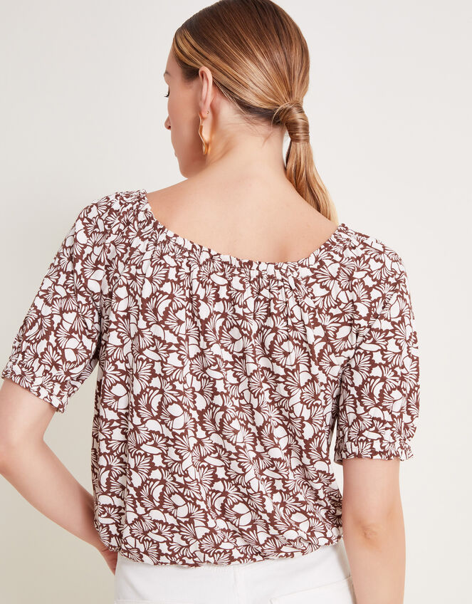 Natalia Print Jersey Top, Brown (BROWN), large