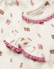 Newborn Floral Frilly Sweatshirt and Joggers Set, Ivory (IVORY), large
