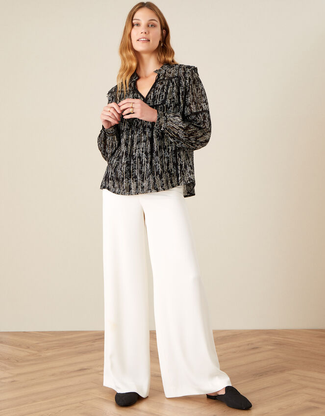 Frida Printed Blouse , Black (BLACK), large