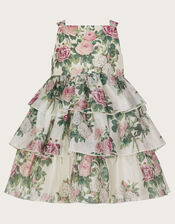 Baby Raye Floral Organza Tiered Dress, Ivory (IVORY), large